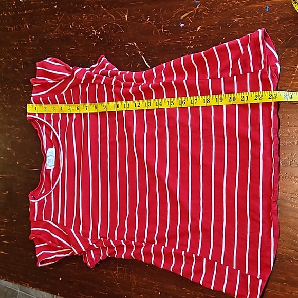 Maurices Red White Striped Double Ruffled Sleeve Top Medium - Picture 9 of 9